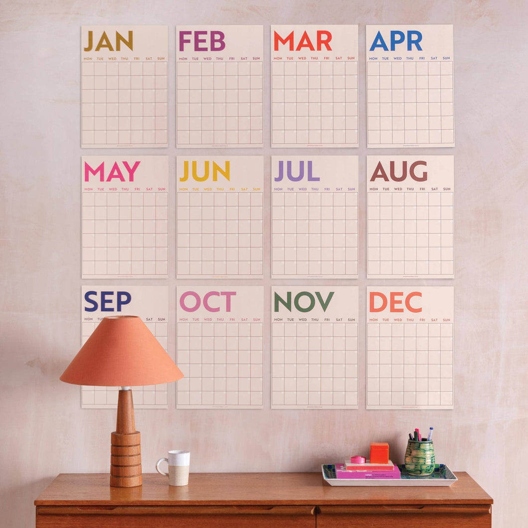 Monthly Undated A3 Wall Planner | 12 Pages | Simply Bright | Good Tuesday