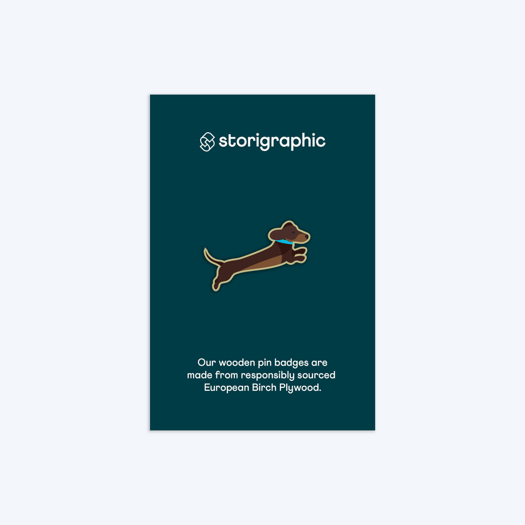 Storigraphic Matilda Dachshund — Paws & Claws Series — Wooden Pin Badge