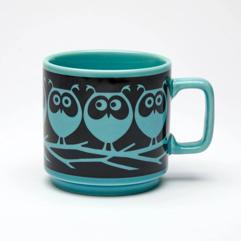 Magpie x Hornsea Mug - Owls on a Branch in Teal