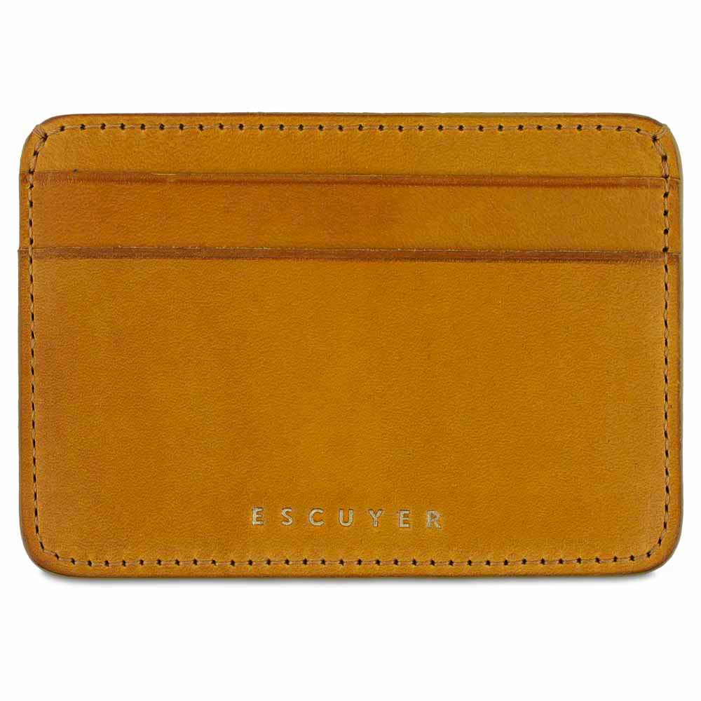 Escuyer mustard yellow Tuscan leather cardholder wallet, handmade in Portugal