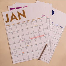 Load image into Gallery viewer, Monthly Undated A3 Wall Planner | 12 Pages | Simply Bright | Good Tuesday
