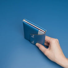 Load image into Gallery viewer, Lemur FOLD Blue Recycled Leather Travel Wallet
