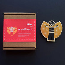 Load image into Gallery viewer, Angel Wooden Brooch by Print Lass
