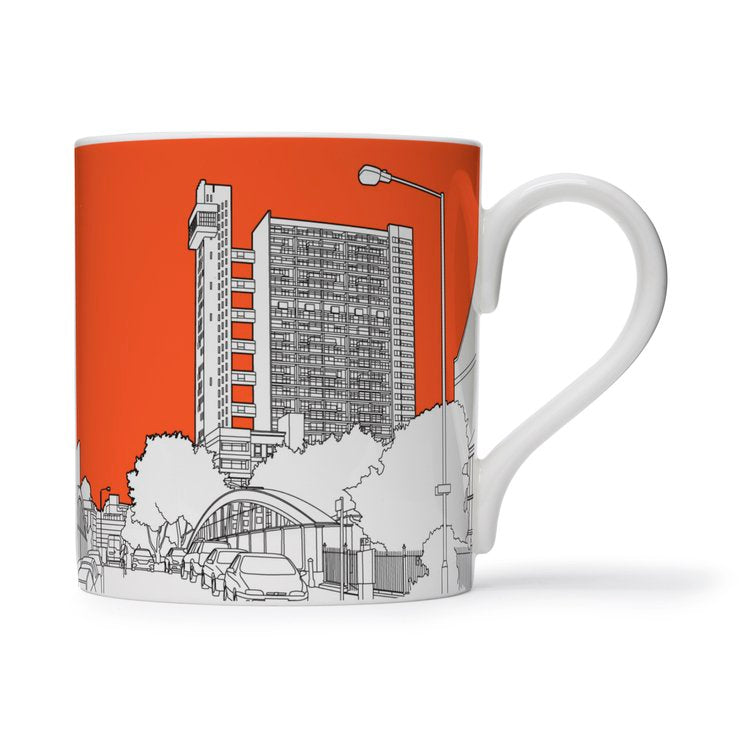 Trellick Tower remastered - orange - 20th Anniversary - 25cl mug