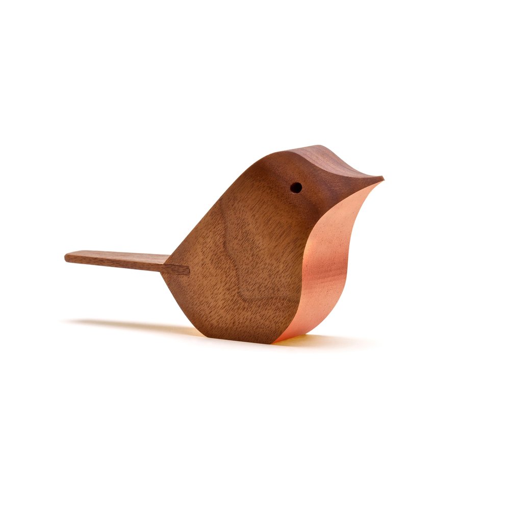 Bird by Jacob Pugh Design - Copper Leaf on Walnut.