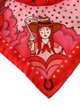 Load image into Gallery viewer, Cowgirl unisex 44cm neckerchief scarf or pocket square by Su Owen
