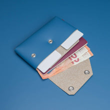 Load image into Gallery viewer, Lemur FOLD Blue Recycled Leather Travel Wallet
