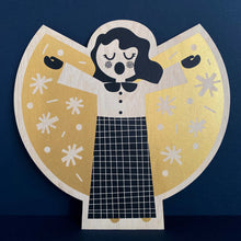 Load image into Gallery viewer, Wooden Screen Printed Gold &#39;Nancy&#39; Angel by Print Lass
